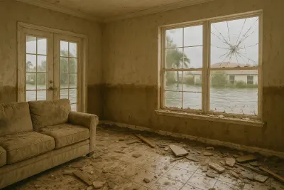 Interior living room water damage
