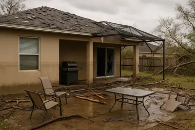 Storm debris and exterior patio damage